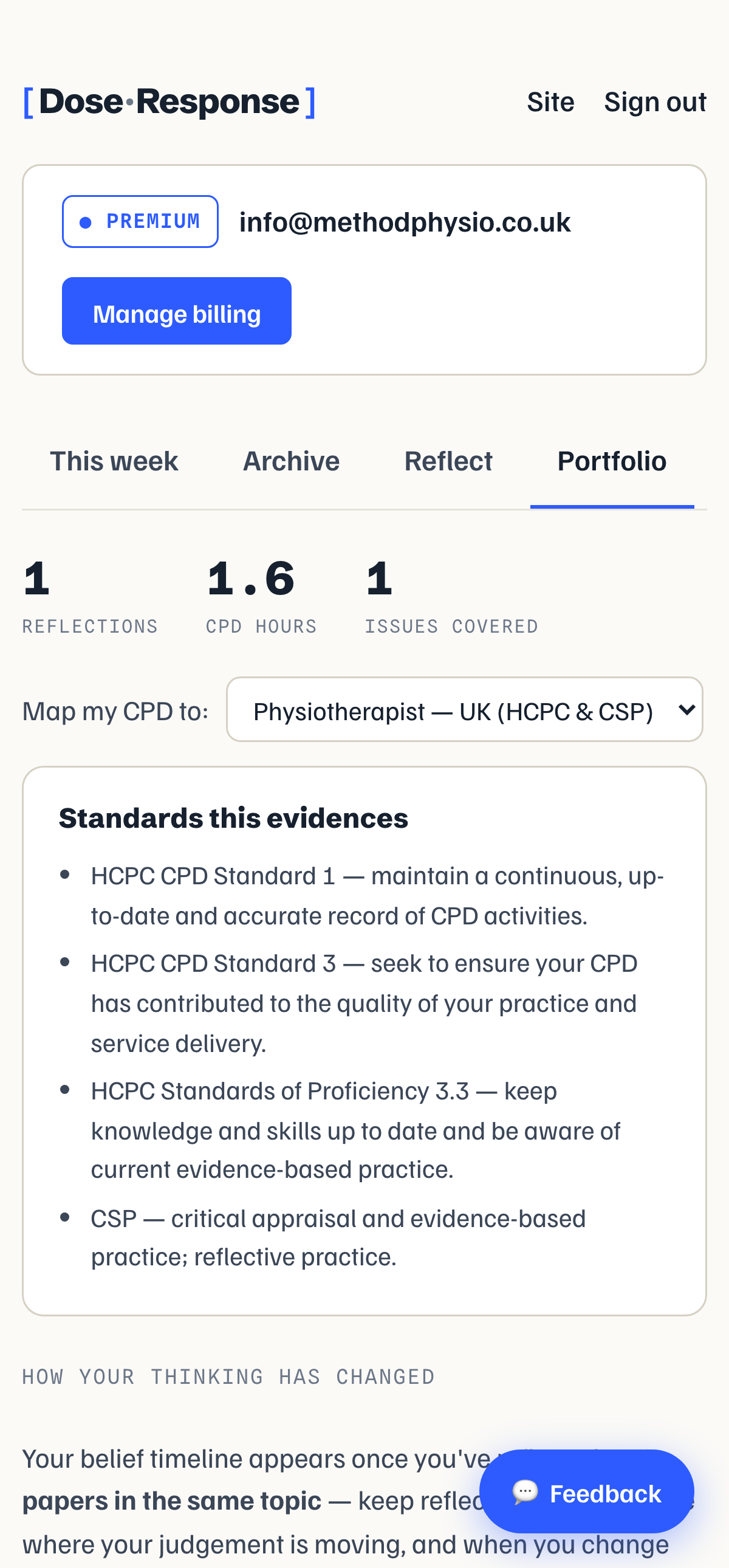 The CPD portfolio in the Dose-Response app
