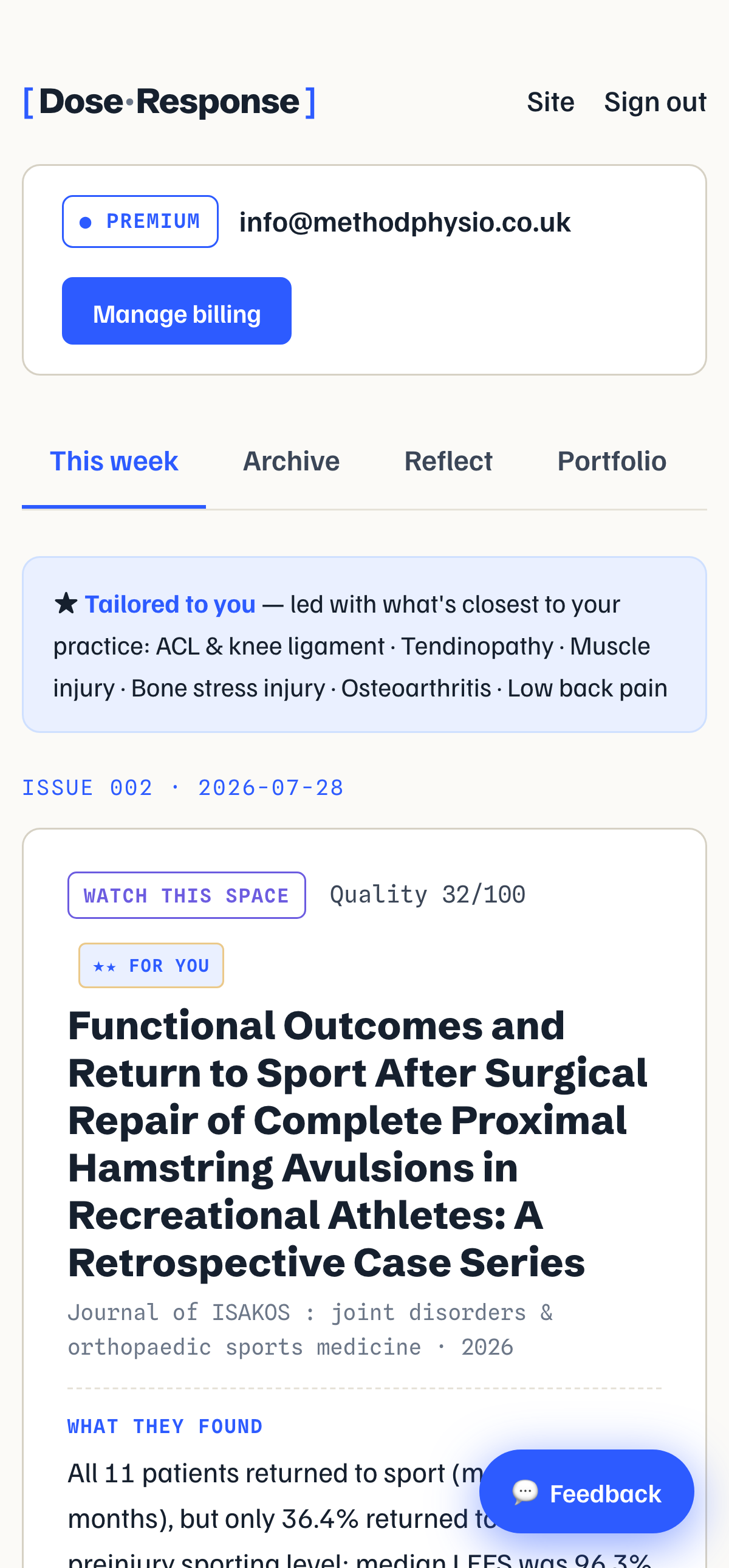 This week's tailored issue in the Dose-Response app